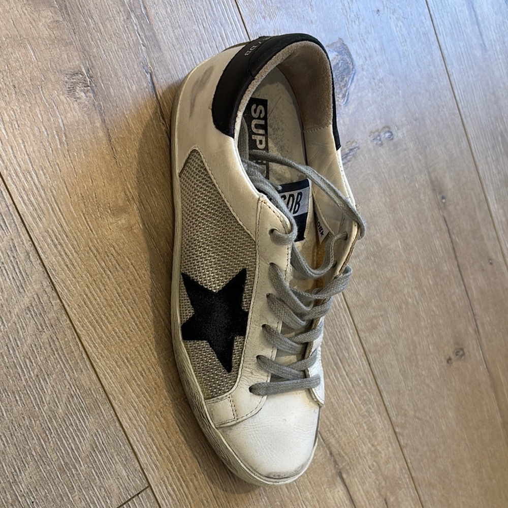 Golden Goose White and Black Athletic Shoes